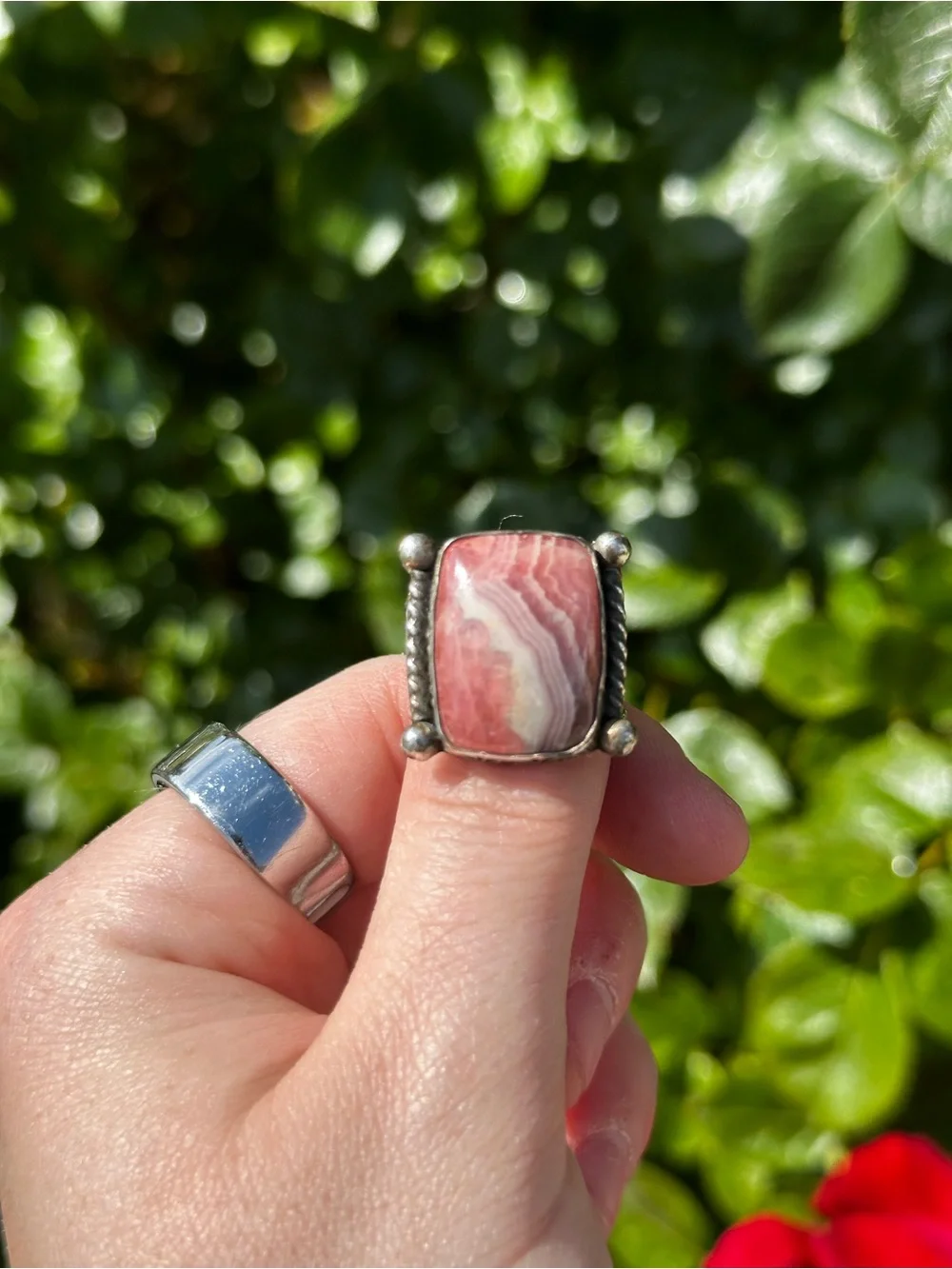 Pink Rhodochrosite Statement Ring - Picture 1 of 5